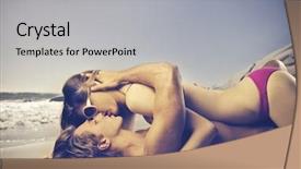  Presentation with catholic couple silhouette of young - PPT layouts with young couple in bathing suit background and a light gray colored foreground