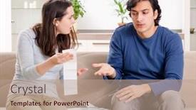  Presentation with budget - Theme consisting of young-couple-in-budget-planning background and a coral colored foreground