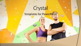  Presentation with indoor rock climbing - Beautiful slides featuring young couple in climbing gym backdrop and a yellow colored foreground