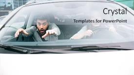  Presentation with crash - Beautiful slides featuring young couple in crash womat at the wheel backdrop and a light blue colored foreground