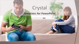  Presentation with gadget - Presentation theme having young-couple-in-gadget-dependency background and a lemonade colored foreground