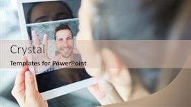  Presentation with relationship - Colorful PPT layouts enhanced with young-couple-in-long-distance backdrop and a soft green colored foreground