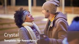  Presentation with ice rink - Cool new PPT theme with young-couple-in-love-dancing backdrop and a tawny brown colored foreground