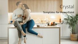  Presentation with romantic love - Theme with young-couple-in-love-drinking background and a soft green colored foreground