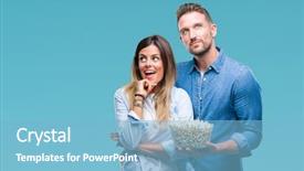  Presentation with thinking brain - Slides enhanced with young couple in love eating background and a  colored foreground