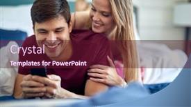  Presentation with bed hotel - Colorful PPT theme enhanced with young-couple-in-love-enjoying backdrop and a tawny brown colored foreground