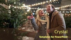  Presentation with magical - Colorful slide set enhanced with young-couple-in-love-excited backdrop and a tawny brown colored foreground