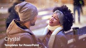  Presentation with ice rink - Colorful slide set enhanced with young-couple-in-love-having backdrop and a tawny brown colored foreground
