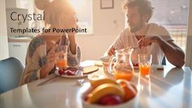  Presentation with romantic love - Slides with young-couple-in-love-having background and a coral colored foreground