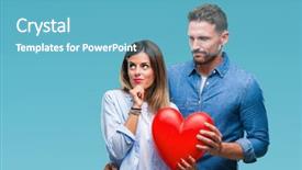  Presentation with loving hearts love heart candy - Audience pleasing theme consisting of young couple in love holding backdrop and a  colored foreground