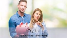  Presentation with piggy bank - Slide deck featuring young couple in love holding background and a light blue colored foreground