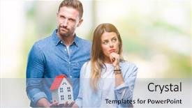  Presentation with love - PPT theme consisting of young couple in love holding background and a light blue colored foreground