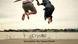  Presentation with weather - Beautiful slides featuring young-couple-in-love-jumping backdrop and a coral colored foreground