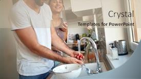  Presentation with cherry - Audience pleasing slides consisting of young-couple-in-love-preparing backdrop and a mint green colored foreground