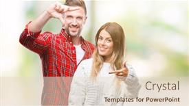  Presentation with love frame - PPT theme consisting of young couple in love wearing winter sweater over isolated background smiling making frame with hands and fingers with happy face creativity and photography concept background and a lemonade colored foreground