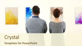  Presentation with art gallery - Presentation theme with young couple in modern art background and a cream colored foreground
