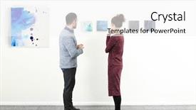  Presentation with art exhibition - Audience pleasing slide set consisting of young couple in modern art backdrop and a white colored foreground