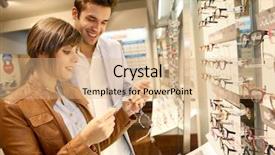  Presentation with optical - Colorful slides enhanced with young couple in optical shop backdrop and a coral colored foreground