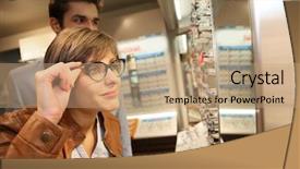  Presentation with catholic couple silhouette of young - Presentation theme with young couple in optical shop background and a coral colored foreground