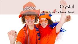  Presentation with supporting - Slides enhanced with young couple in orange outfit is supporting the dutch soccer team background and a lemonade colored foreground