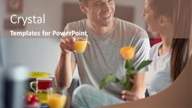  Presentation with romantic love - Cool new PPT theme with young-couple-in-romantic-moments backdrop and a coral colored foreground