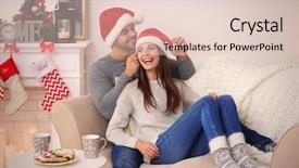  Presentation with santa - Cool new PPT theme with young couple in santa claus backdrop and a lemonade colored foreground