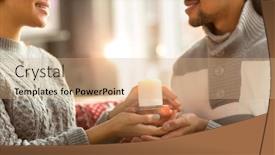  Presentation with candle christmas - Audience pleasing PPT theme consisting of couple in sweaters holding burning backdrop and a coral colored foreground