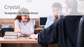  Presentation with divorce - Colorful presentation design enhanced with young couple in the courthouse in divorce concept backdrop and a sky blue colored foreground