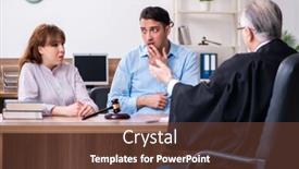  Presentation with divorce - Presentation design consisting of young couple in the courthouse in divorce concept background and a tawny brown colored foreground