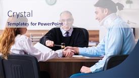  Presentation with divorce - Theme featuring young-couple-in-the-courthouse background and a sky blue colored foreground