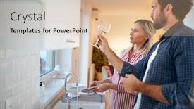  Presentation with cleanliness - Theme with young-couple-in-the-kitchen background and a lemonade colored foreground