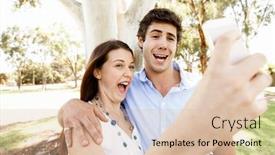  Presentation with park - Theme with young couple in the park background and a lemonade colored foreground