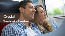  Presentation with train - Slides featuring young couple in the train background and a tawny brown colored foreground