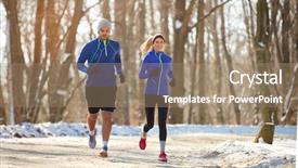  Presentation with running - Slide deck enhanced with young couple in the winter background and a coral colored foreground
