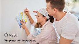  Presentation with decision - Cool new presentation with young-couple-in-wallpapering-makes backdrop and a soft green colored foreground