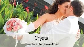  Presentation with wedding roses - Presentation theme having young couple in wedding wear with bouquet of roses background and a light gray colored foreground