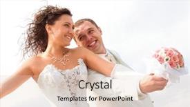  Presentation with wedding roses - Audience pleasing PPT theme consisting of young couple in wedding wear backdrop and a lemonade colored foreground