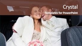  Presentation with wedding roses - Presentation theme enhanced with young couple in wedding wear with bouquet of roses in the car background and a tawny brown colored foreground