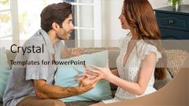  Presentation with living room - Cool new presentation with young couple into an argument backdrop and a mint green colored foreground