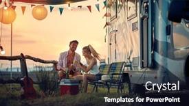  Presentation with relationship - Slide set having young-couple-is-sitting background and a wine colored foreground