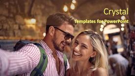  Presentation with old couple walking - Presentation design enhanced with young-couple-is-taking background and a tawny brown colored foreground