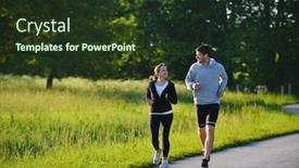  Presentation with park - Slide set enhanced with young-couple-jogging-in-park background and a  colored foreground