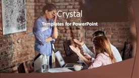  Presentation with waitress - PPT theme enhanced with young-couple-justify-themselves background and a tawny brown colored foreground