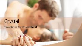  Presentation with good morning couple bed - Cool new slides with young couple kissing in bed backdrop and a coral colored foreground