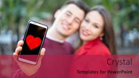  Presentation with shape heart - PPT layouts having young-couple-kissing-while-showing background and a red colored foreground