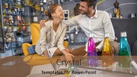  Presentation with atmosphere - Presentation theme consisting of young-couple-laughing-and-enjoying background and a coral colored foreground