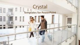  Presentation with apartment - Audience pleasing theme consisting of young couple leaving apartment house backdrop and a  colored foreground