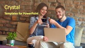  Presentation with coffee music - Beautiful slide set featuring young couple listening music backdrop and a tawny brown colored foreground