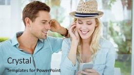  Presentation with hip - Amazing presentation having young couple listening to music backdrop and a light blue colored foreground
