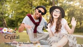  Presentation with dancer music outdoor - Cool new theme with young couple listening to music backdrop and a coral colored foreground